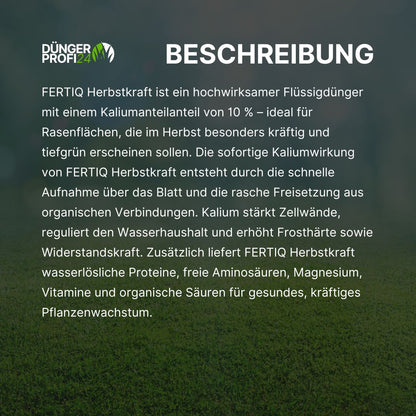 Flüssig-Herbstrasendünger 2-1-10(+5% MgO) inkl. Sprühkopf.