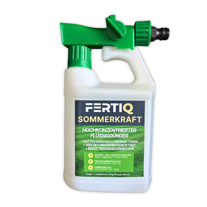 FERTIQ Sommerkraft  Flüssig-Rasendünger 28-0-0 | inkl. Sprühkopf | mit Langzeitwirkung