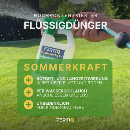 FERTIQ Sommerkraft  Flüssig-Rasendünger 28-0-0 | inkl. Sprühkopf | mit Langzeitwirkung